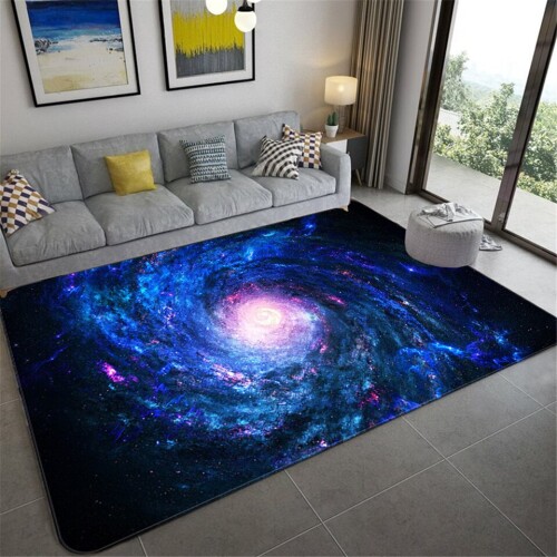 3D Blue Star Sky Carpet For Kids Room Soft Flannel Bedside Mat Space Carpet Rug Bedroom Non-slip Hallway Rugs Mat Washable