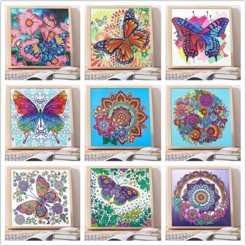 5D DIY special diamond painting flower butterfly embroidery cross stitch mosaic home decoration (picture 24x24cm)