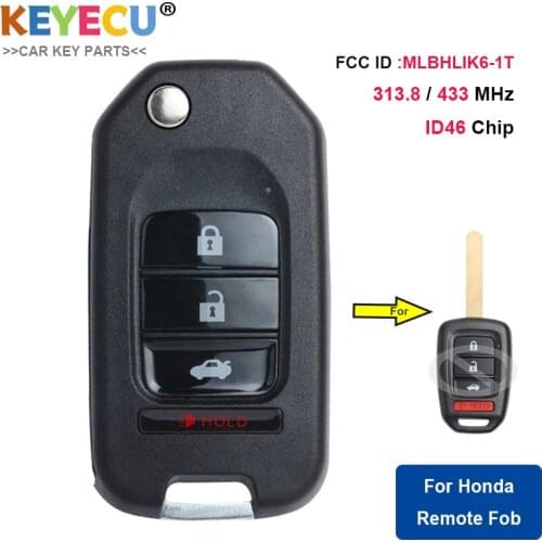 KEYECU Upgraded Remote Key Fob MLBHLIK6-1T for Honda Accord Civic CR-V HR-V 35118-T2A-A20 35118-T2A-A30