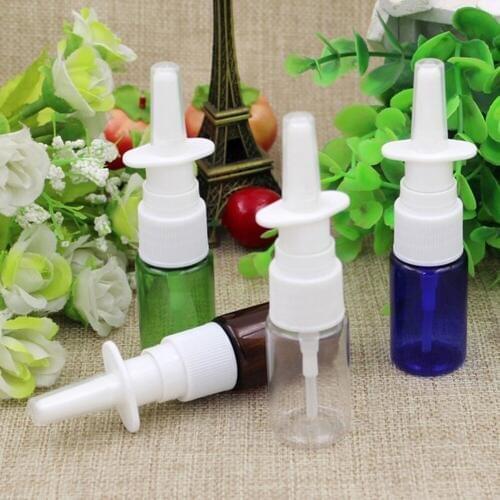 50Pcs/Lot 10ml 4colors Empty Plastic Nasal Spray Bottles Pump Sprayer Mist Nose Spray Pet hot sale Refillable Bottles ZKH55