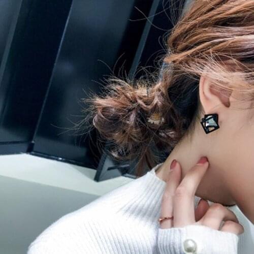 Colorful Crystal Multilayer Geometric Stud Earrings Noble Ear Jewelry Accessories Vintage Ear Cuffs Gift for Women