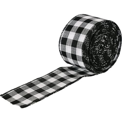 A roll of Christmas decoration lattice webbing strap Lattice ribbon Plaid pattern Printed DIY Gift Wrpping Party Decoration