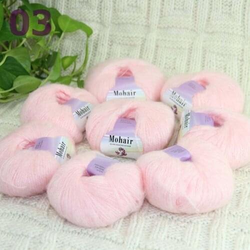 Sale New 8BallsX25g Luxury Soft Mohair Warm Wrap Shawl Hand Knit Crochet Yarn Pastel Pink 291-03-8