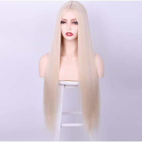 AISI BEAUTY Synthetic Wigs Blonde Long Straight Middle Part Hairline Heat Resistance Black Brown Wigs for Women Daily Cosplay