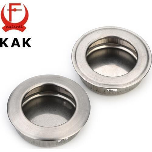 10PCS KAK 35mm Cabinet Hidden Handles Stainless Steel Invisible Handle Circle Drawer Wardrobe Knobs For Furniture Hardware