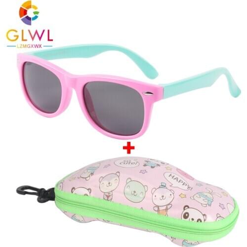 Children Sunglasses Polarized Kids Sun Glasses With Box Square Frames Eyewear Vintage Car Case Sunglass Boys Sports Girls Shades