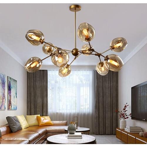 Modern molecular chandelier Home Decor Dinning Room colored glass lamps Creative Living Room Indoor lustre quarto
