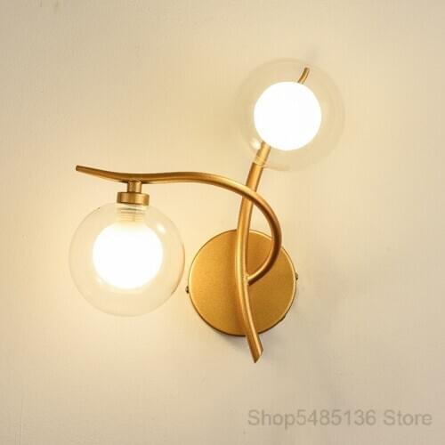 Nordic Glass Wall Lamp Modern LED Wall Sconce Light Fixtures Home Decor Bedroom Bathroom Mirror Lights Indoor Bedside Wall Lamps