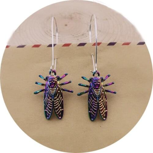 Super Cute New Design ! Psychedelic Cicada Lucky Insect Earrings, Unique Earrings , Gift for Women Girl