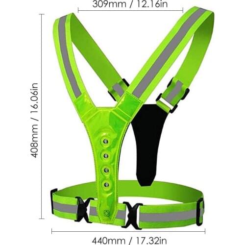 LED Elastic V-shaped Illuminated Reflective Vest Adjustable Vest Sports Reflective Vest For Night Running Motorcycle Cycling