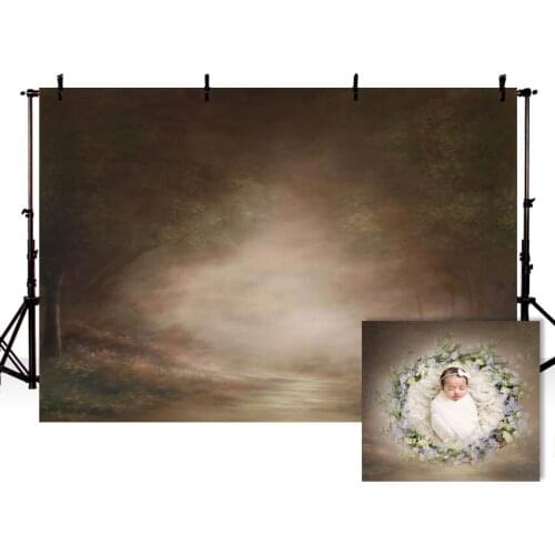 Vinyl Photography Backgrounds Spring Theme Hand Drawn Oil Painting Vintage Forest Tree Baby Birthday Kids Backdrop Photo Studio