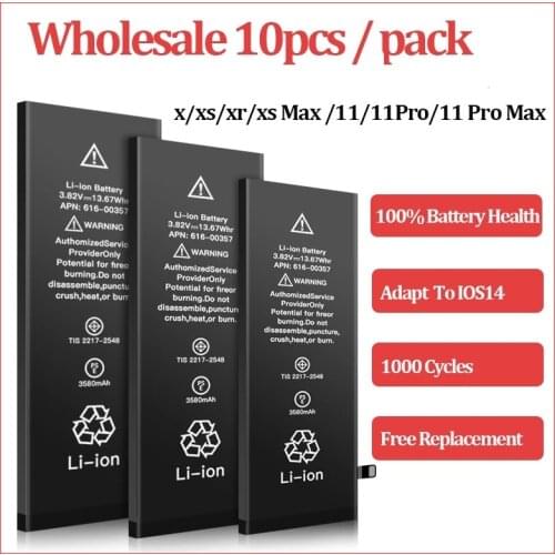 10pcs/lot 0 cycles Battery For Apple 6S 6 7 8 Plus 5S 5 SE 6Plus 7Plus X XS 11 Pro Max Replacement Bateria For iPhone 6S 7
