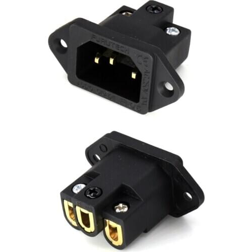2Pcs HIFI Power IEC Female Connector FI-06(G) Pure Copper Gold Plated AC IEC Inlet Socket