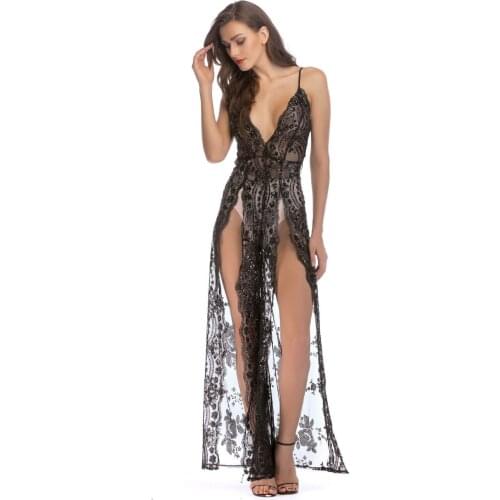 2018 Vestidos Verano Sexy Lingerie Exotic Apparel Women Party Sling Deep V-collar Sexy Backless Hollow Bronzing Sexy Costumes