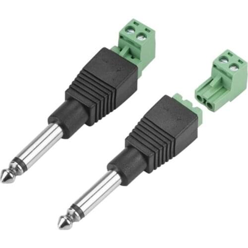 4PCS 4x 6.35mm 1/4" Male Plug Mono TS To AV Screw Video Balun Terminal AV Adapter Nickel Plated Connector