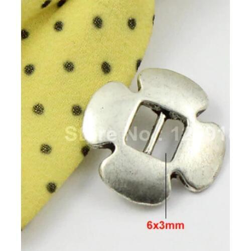 50pcs/lot Silver Tone Slider Flower,for Bracelet Necklace Cord Beads watch Chain Beads DIY Accessory 19mm fit:6x3mm K01256