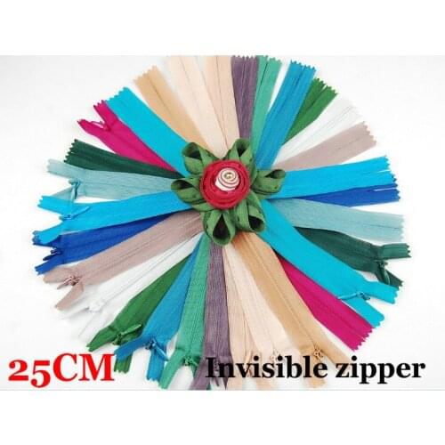 Clothing garment accessories Invisible Zipper SBS3# 25CM Mix Color 50pcs Skirt Dark hidden Zipper DIY