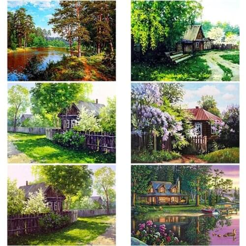 DIY 5D Diamond Painting Landscape Diamond Art Embroidery Tree Cross Stitch Full Round/Square Drill Resin Home Decor Manual Gift