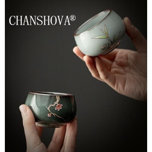 CHANSHOVA 90ml Handmade Traditional Chinese retro style micro-crackle Ceramic tea cup small coffee cup China Porcelain H560