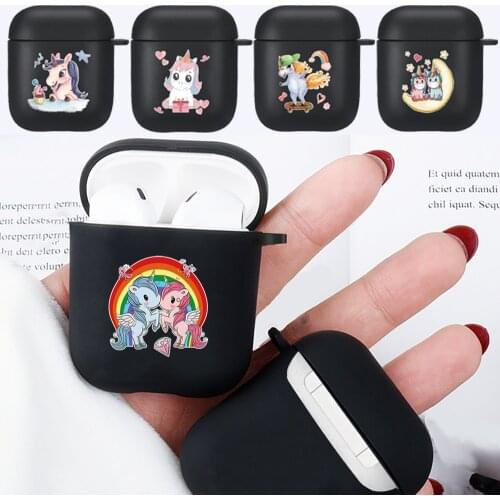 AirPods Cases for Apple Airpods 1st /2nd Gen Unicorn Series Pattern Black Soft Silicone Bluetooth Wireless Earphone Cover