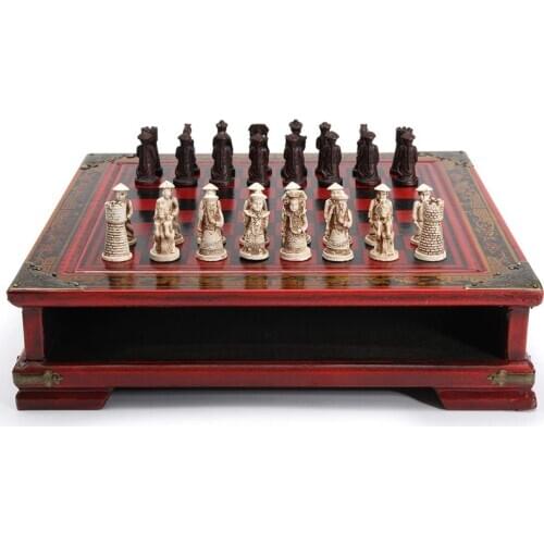 32Pcs/Set Wooden Table Chess Chinese Chess Games Resin Vintage Collectibles Gift Chessman Christmas Birthday Premium Gifts Enter