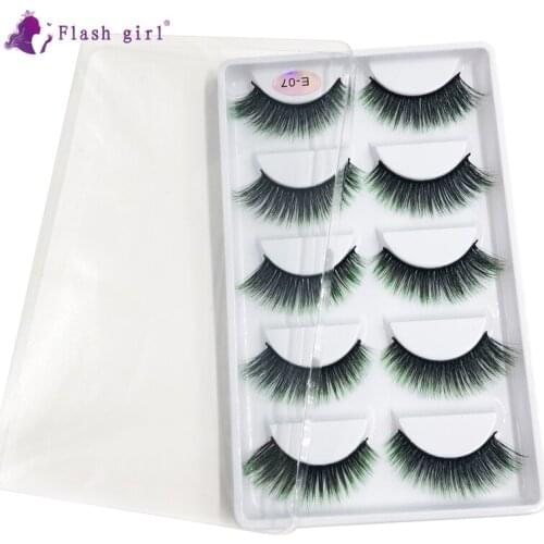 Flash girl top grade E07 5 pairs colorful mink eyelashes 16 styles natural eyelashes