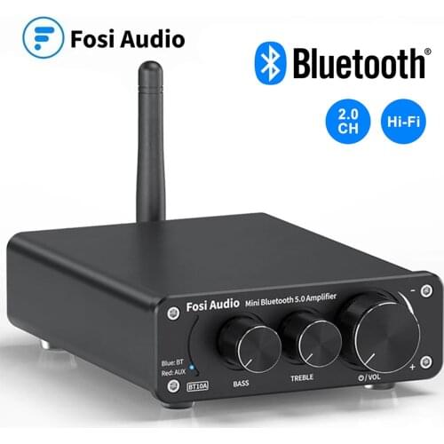 Fosi Audio BT10A Mini Bluetooth Amplifier 2 Channel Amp for Home Speakers Treble & Bass HiFi Stereo Sound Amplifier 50W*2