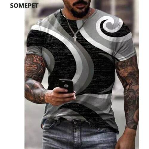 Fashion T Short Men Streetwear O-Neck Short Sleeve Tees Colorful Geometry Male Clothes Casual Oversized Man T-Shirt Summer New