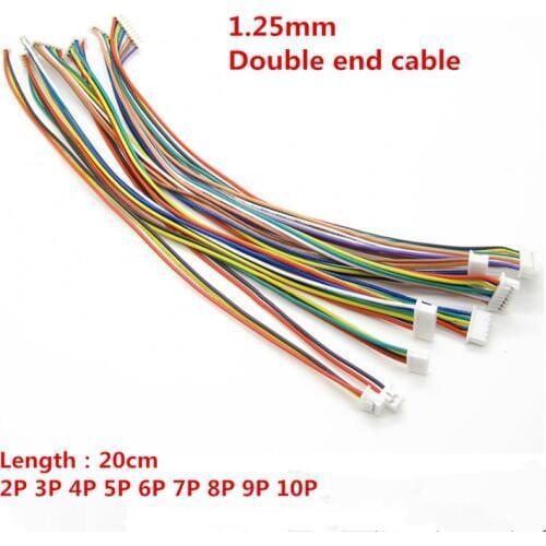 10pcs JST 1.25mm 2P/3P/4P/5P/6P/7P/8P/9P/10Pin Double End Connector 1.25 200mm Plug Cable Same Direction