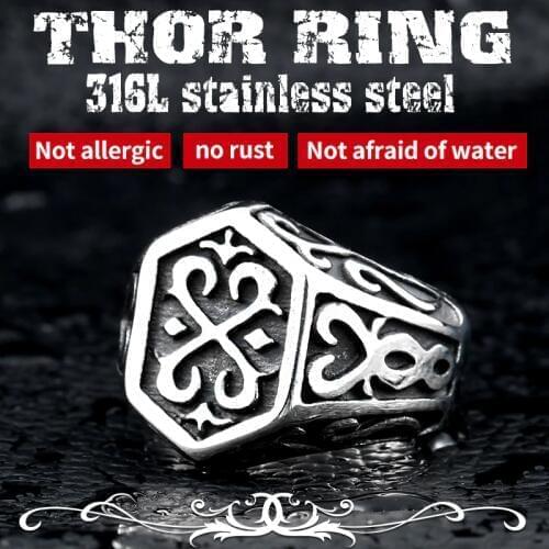 BEIER Cross Antiqued Northern Europe Viking 316L Stainless Steel Ring Gothic Pattern Jewelry Factory price BR8-215 US Size