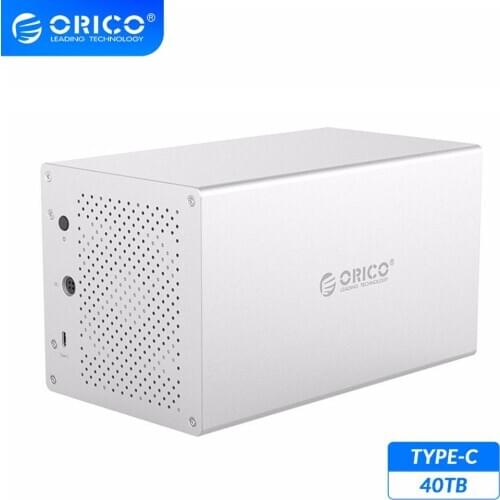 ORICO WS Series 3.5'' 4 Bay Type C Hard Drive Enclosure Aluminum Support 40TB 5Gbps HDD Docking Station 12V Adapter HDD Case