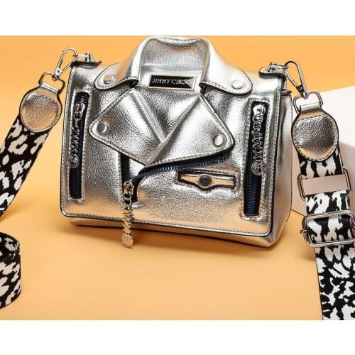 Leather Lapel Locomotive Bag Messenger Bag Wide Shoulder Strap Hip-hop Star Same Style Street European And American Schoolbag