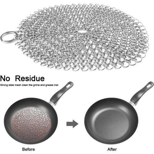 Kitchen Tool Pan Brush Cleaner Cookware Ring Stainless Steel Cast Iron Chainmail Scrubber Metal Cleaning Wash Tool