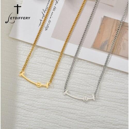 Letdiffery Smiley Face Choker for Women Stainless Steel High Quality Pendant Charms Necklaces For Girlfriend