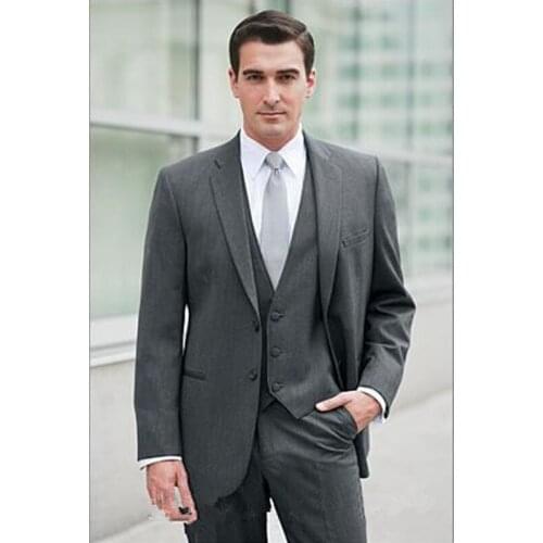 2019 Suits Men Slim Fit For Wedding Prom Dinner Business Groomsmen Suits Groom Tuxedos Men Suit Set Regular (Jacket+Vest+Pants)