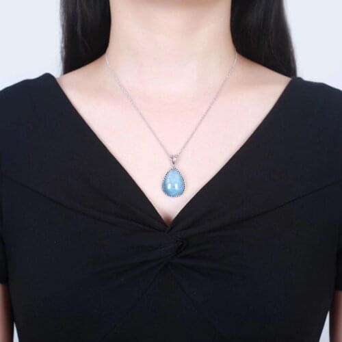 Real Natural Stone Aquamarine Crystal Water Drop Necklace Pendant Accessories healing gemstone For DIY necklace jewelry making