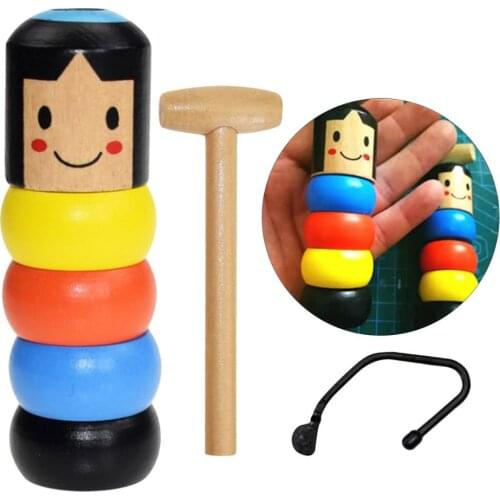 Unbreakable Wooden Man Magic Toy for Children Kids Close Up Stage Magic Props Magic Tricks Accessory Immortal Daruma Magic Trick