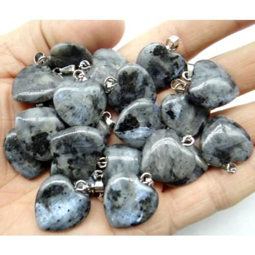 Natural Stone Quartz Crystal Turquoises lapis tiger eye Heart-shaped pendant for diy Jewelry making necklace Accessories30pcs