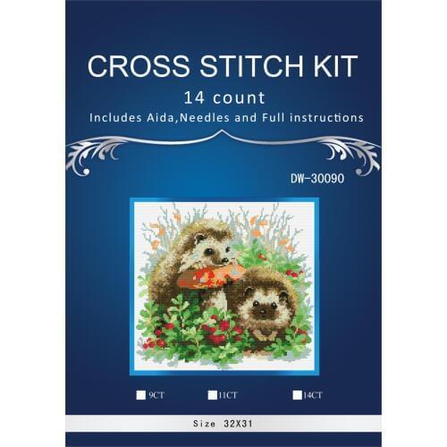 Riolis169 Hedgehog and Mushroom Counted Cross Stitch Cross Stitch Set Wholesale Animal Cross-stitch Kits Embroidery