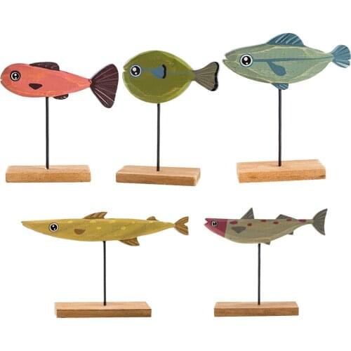 Nordic Christmas Fish Ornament Decor Cartoon Christmas Ornament Wooden Fish Desktop Home Living Room Adornment Decoration Gift
