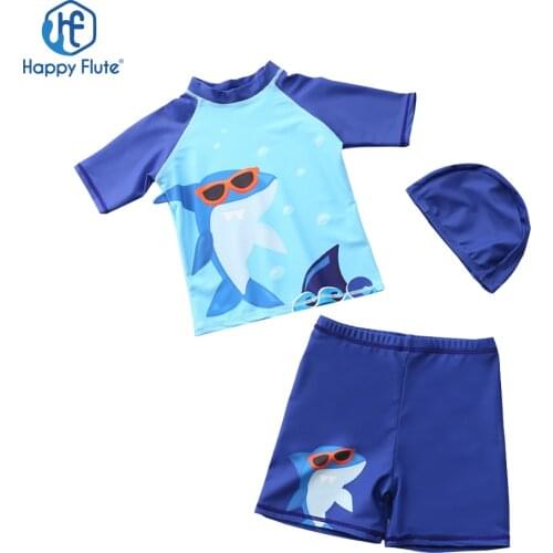 Happyflute 7-26kg Animal One-Piece Swimsuit Children Boys Baby Polyester Swimming Cloth Set With Hat