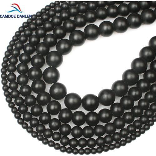 CAMDOE DANLEN Glass Beads Black Dull Polish Matte Round Loose Beads 4 6 8 10 12 14 mm Fit DIY Charms Beads For Jewelry Making
