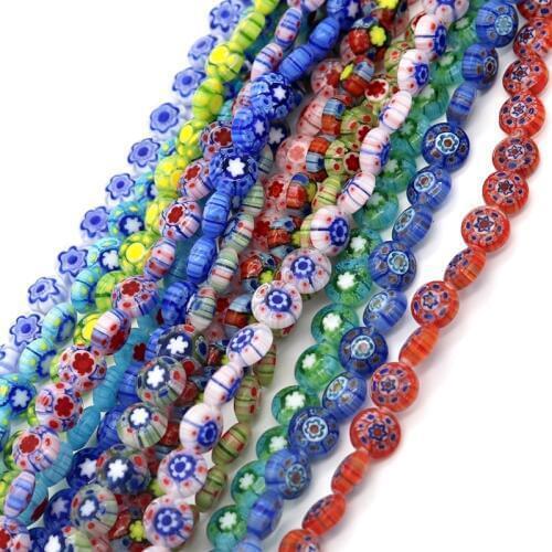 8x4mm 50pcs/lot Free Shipping Round Shape Beads Glass Millefiori Flower Lampwork Beads for Bracelet Jewelry Making & DIY Craft