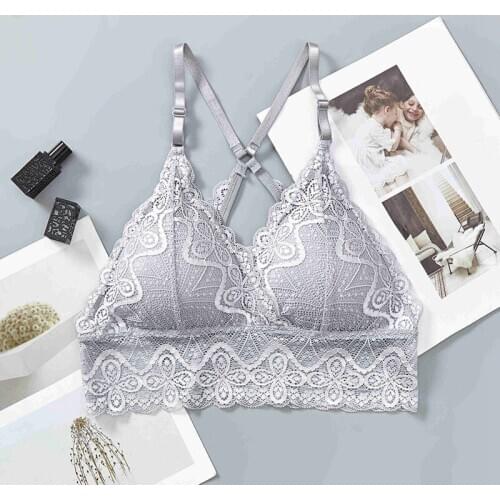 Teenager Girls Lace Beauty Back Thin Underwear Woman Cross Strap Wrapped Chest Sports Bra Female Drip Pad Lingerie New Arrival