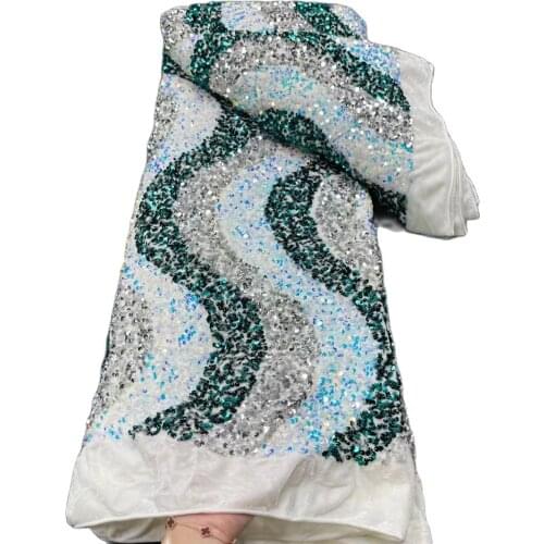 Stretch Classic Design Tulle Embroidery Sequins French Lace Fabric 5BZL-81203 with sparkly Sequins for Party or Show Dress