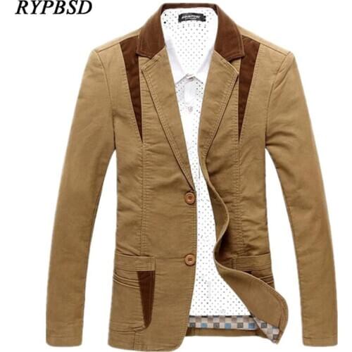 Corduroy Patchwork Blazer for Men Brand Autumn Winter Korean Fashion Casual Suit Jacket Slim Fit Men Blazer Masculino M-6XL