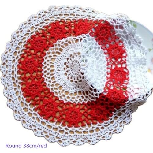 Vintage cotton placemat cup coaster mug kitchen Christmas dining table place mat cloth lace Crochet tea coffee doily drink pad