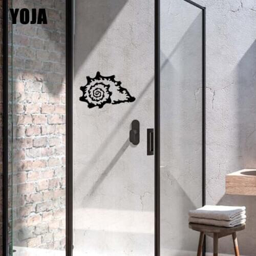 YOJA 18x27.3CM Surf Pattern Conch Interesting Home Wall Sticker Bathroom Glass Decal G2-0173