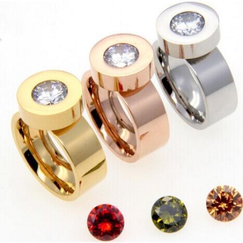 GNAYY JEWELRY gold /rose gold Stainless Steel Band Ring CZ Stone Top Quality AAA Zircon Fashion Women Ladies