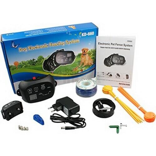 Dog Fence In-ground Wire Friendly Pet Containment with Training Flags & 2 Rechargeable Collars KD660